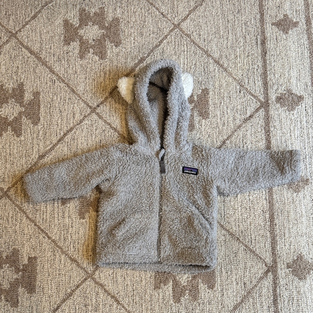 Patagonia Baby Gray Hoodie with White Ears